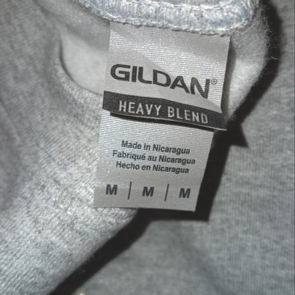 NEW Gildan womens MEDIUM gray sweatshirt pink 'H' chenille letter initial - Picture 3 of 5